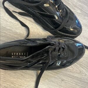 Stuart Weitzman Vintage Y2K Glossy Black Sneakers Sz 6.5